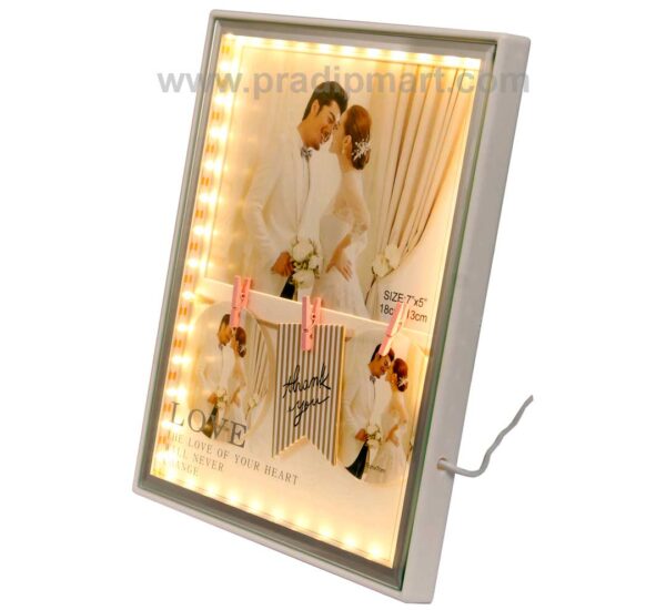 Plastic Golden Led Light Photo Frame, For Gift, 5"x7"