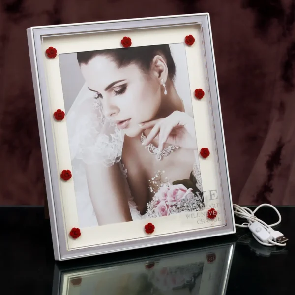 8x10-Photo-frame-with-Led-Light-and-Red-Flower